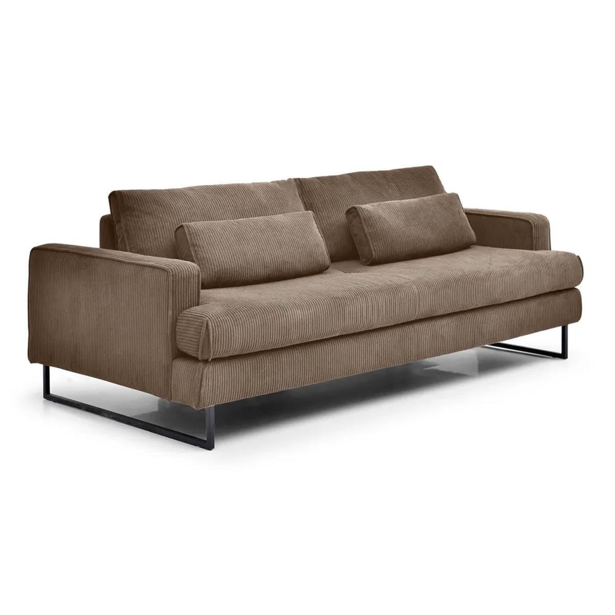 Paris Prix Canapé convertible 3 places en velours côtelé  thai  207cm taupe