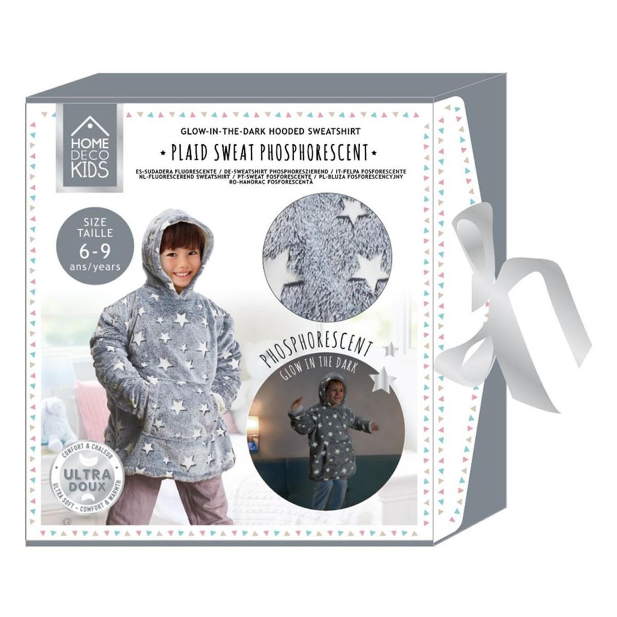 Voir la diapositive 5 : HOME DECO KIDS Plaid sweat enfant  phosphorescent  6-9ans gris