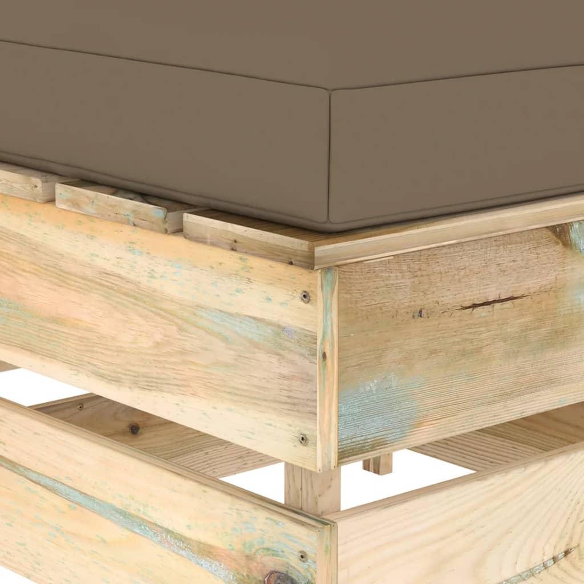 Voir la diapositive 4 : VIDAXL Pouf sectionnel avec coussin vert bois impregne