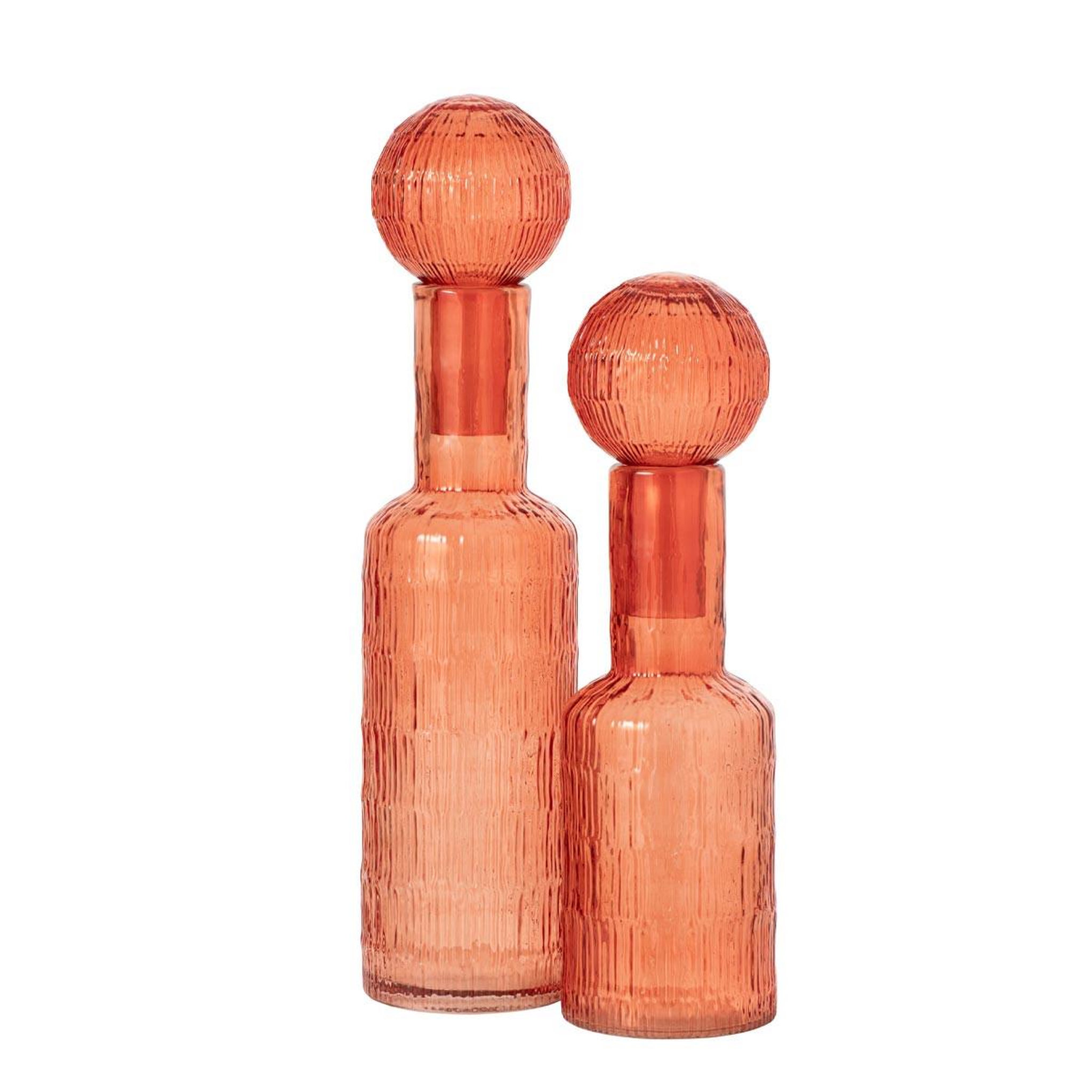Voir la diapositive 3 : J-LINE Bouteille déco striée en verre  kyoto  45cm orange