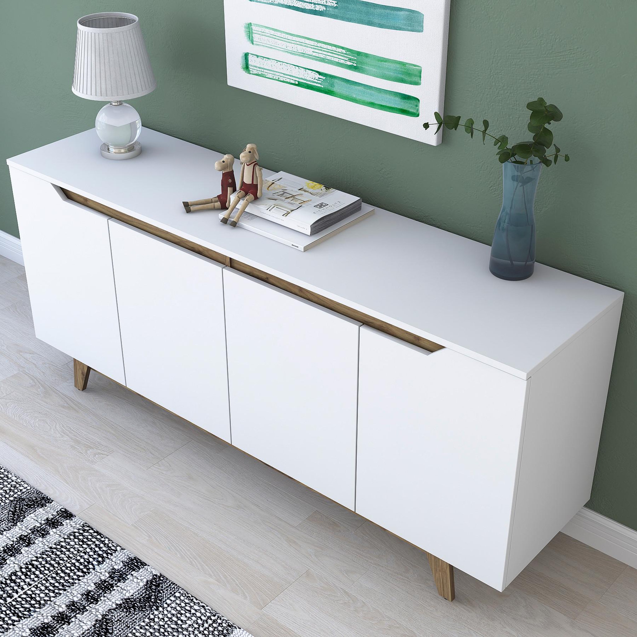 Voir la diapositive 4 : Habitat et Jardin Buffet en bois  gondol  - 180 x 45 x 79 cm - blanc
