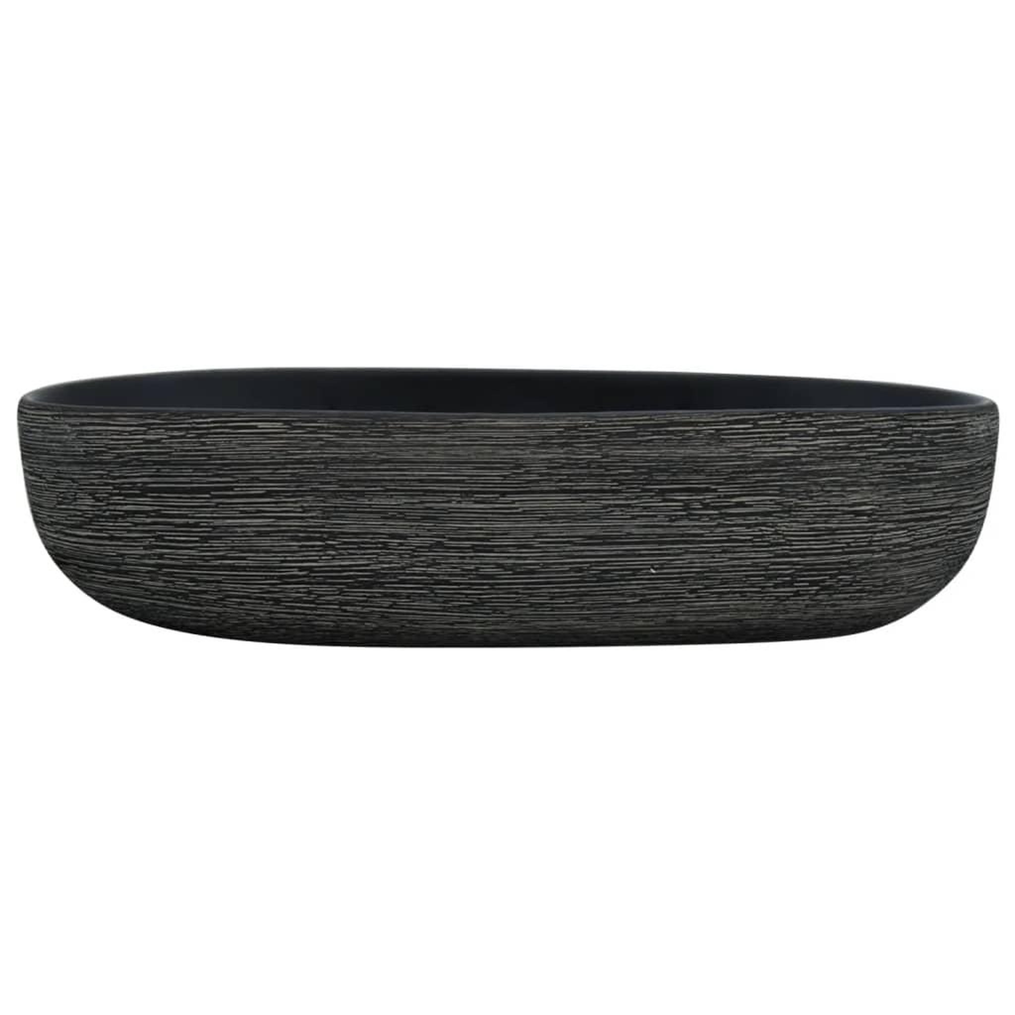 Voir la diapositive 3 : VIDAXL Vasque a poser gris et noir ovale 59x40x14 cm ceramique