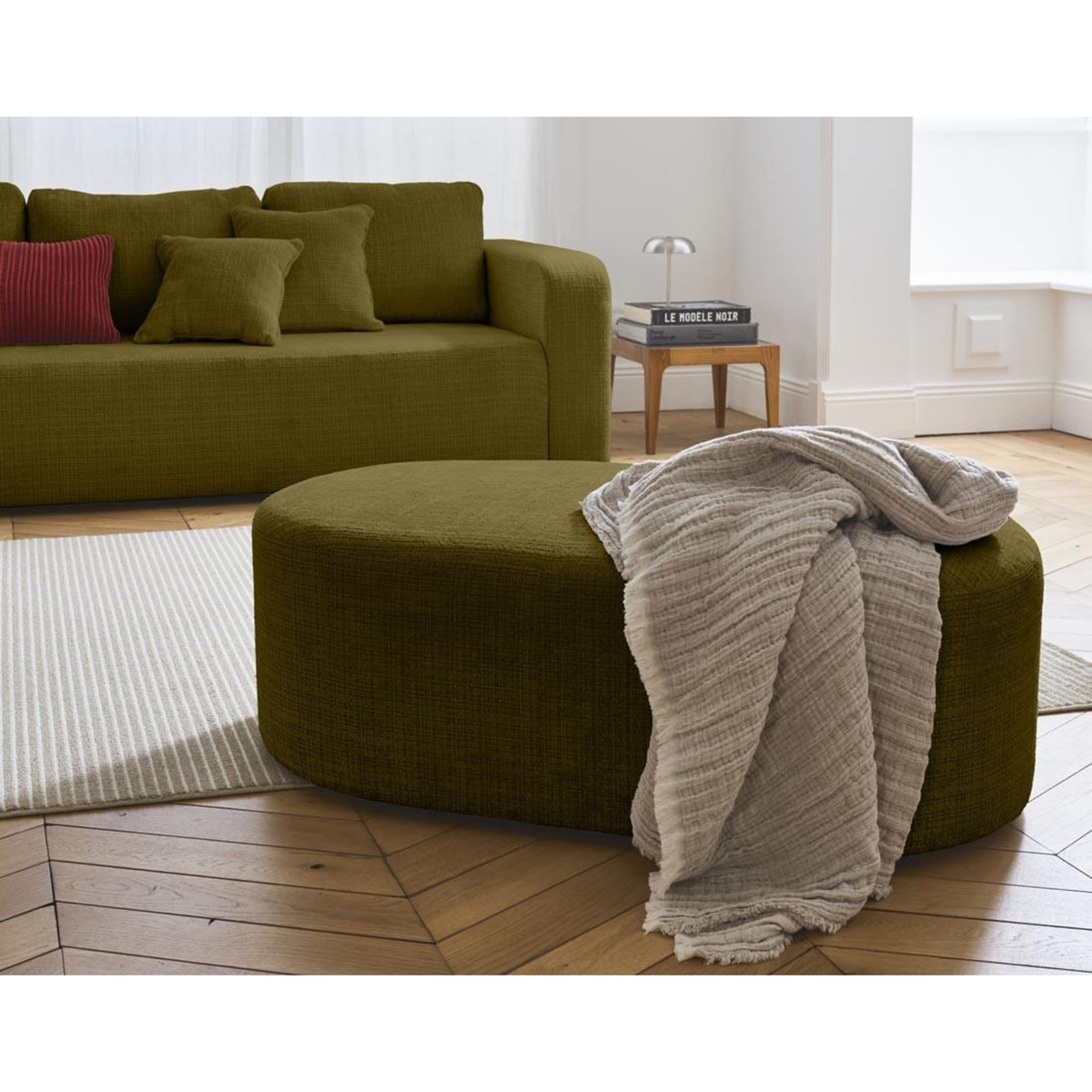 BEST MOBILIER Miro - pouf en velours texturé