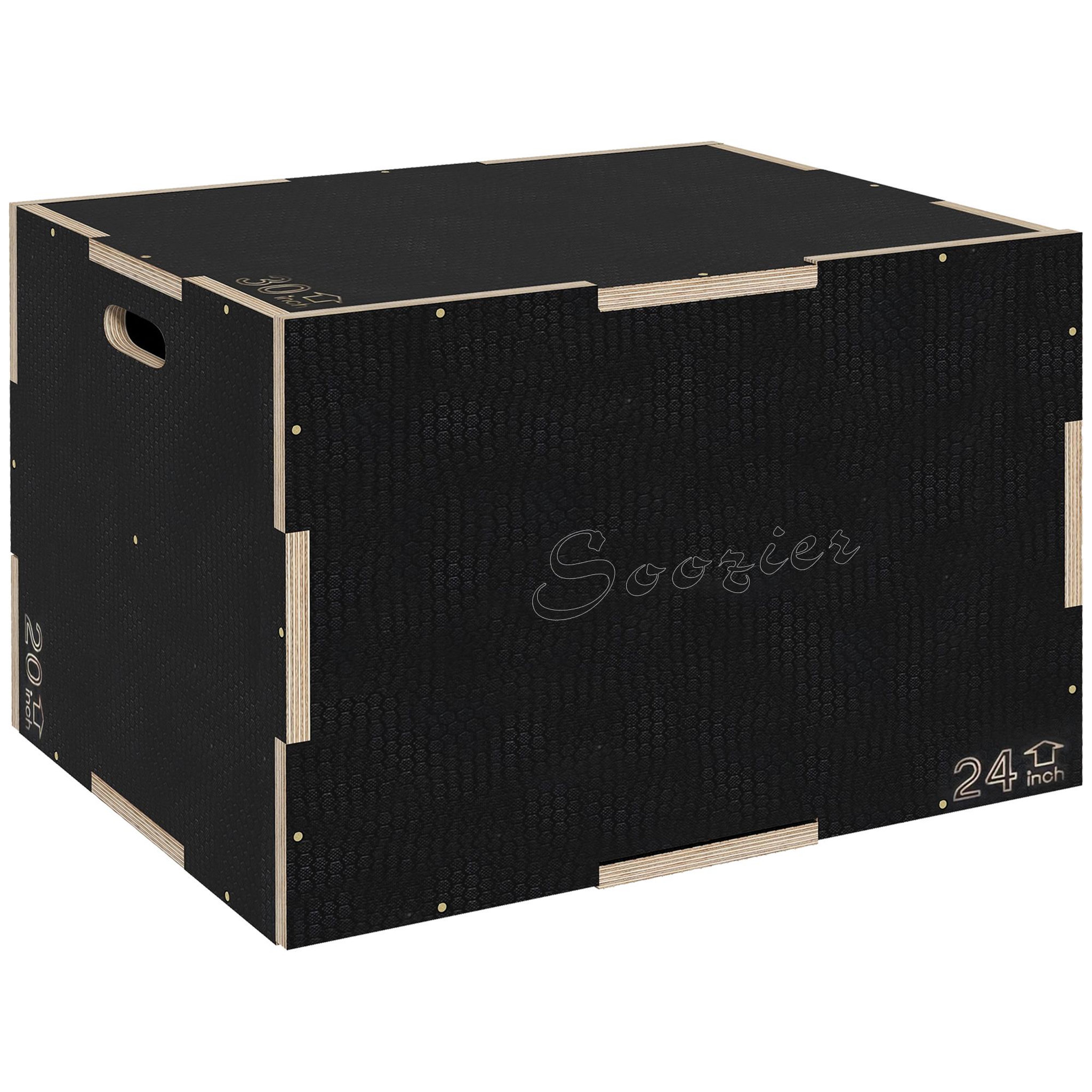 HOMCOM Box jump - box de pliométrie - boite de saut - 3 hauteurs 41/51/61H cm - charge max. 120 Kg - bois surface antidérapante noir