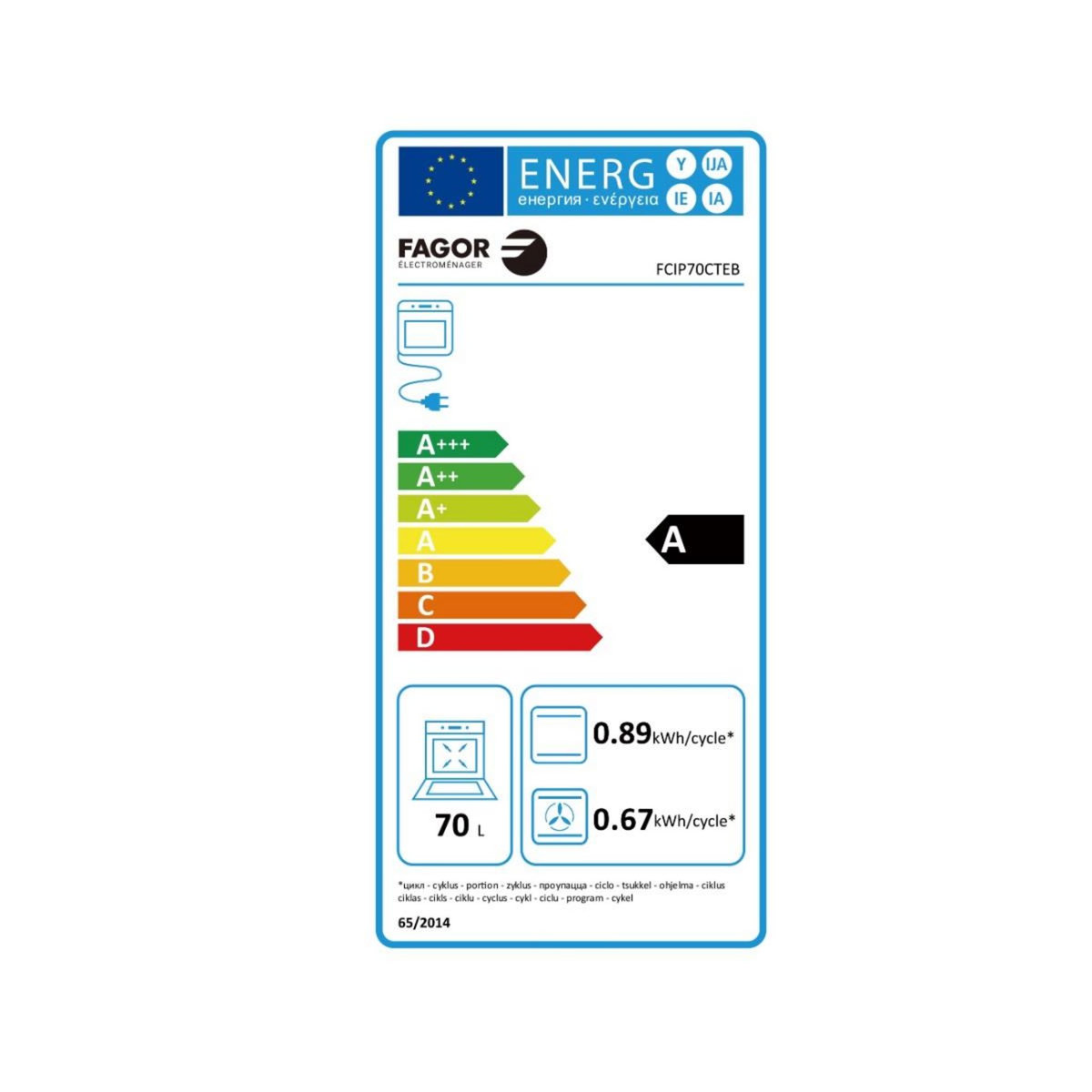 Fagor Cuisinière induction 70l 3 feux blanc - FCIP70CTEB
