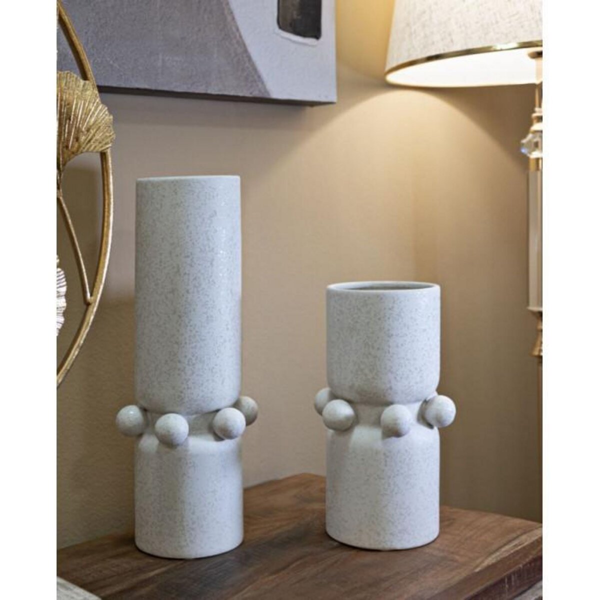 Paris Prix Vase Cylindrique en Céramique  Bubbles  41cm Crème