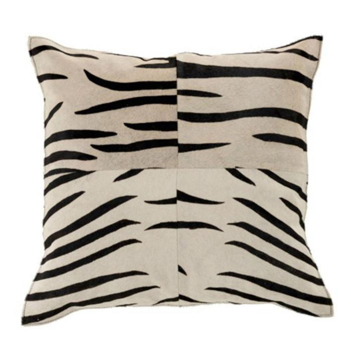 Paris Prix Coussin Déco en Cuir  Zèbre  44x44cm Noir & Blanc