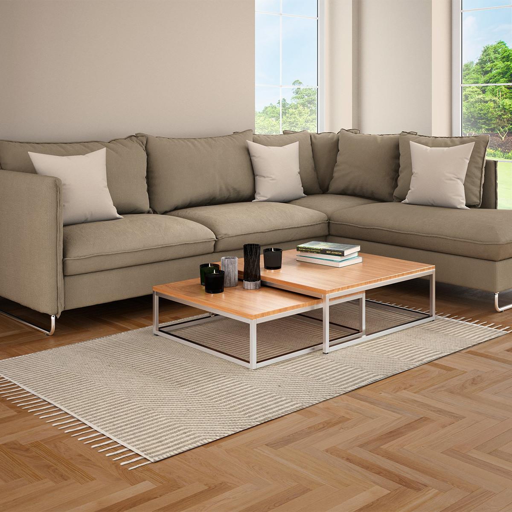 Voir la diapositive 3 : FUTURE HOME Tapis déco à franges en jute et coton