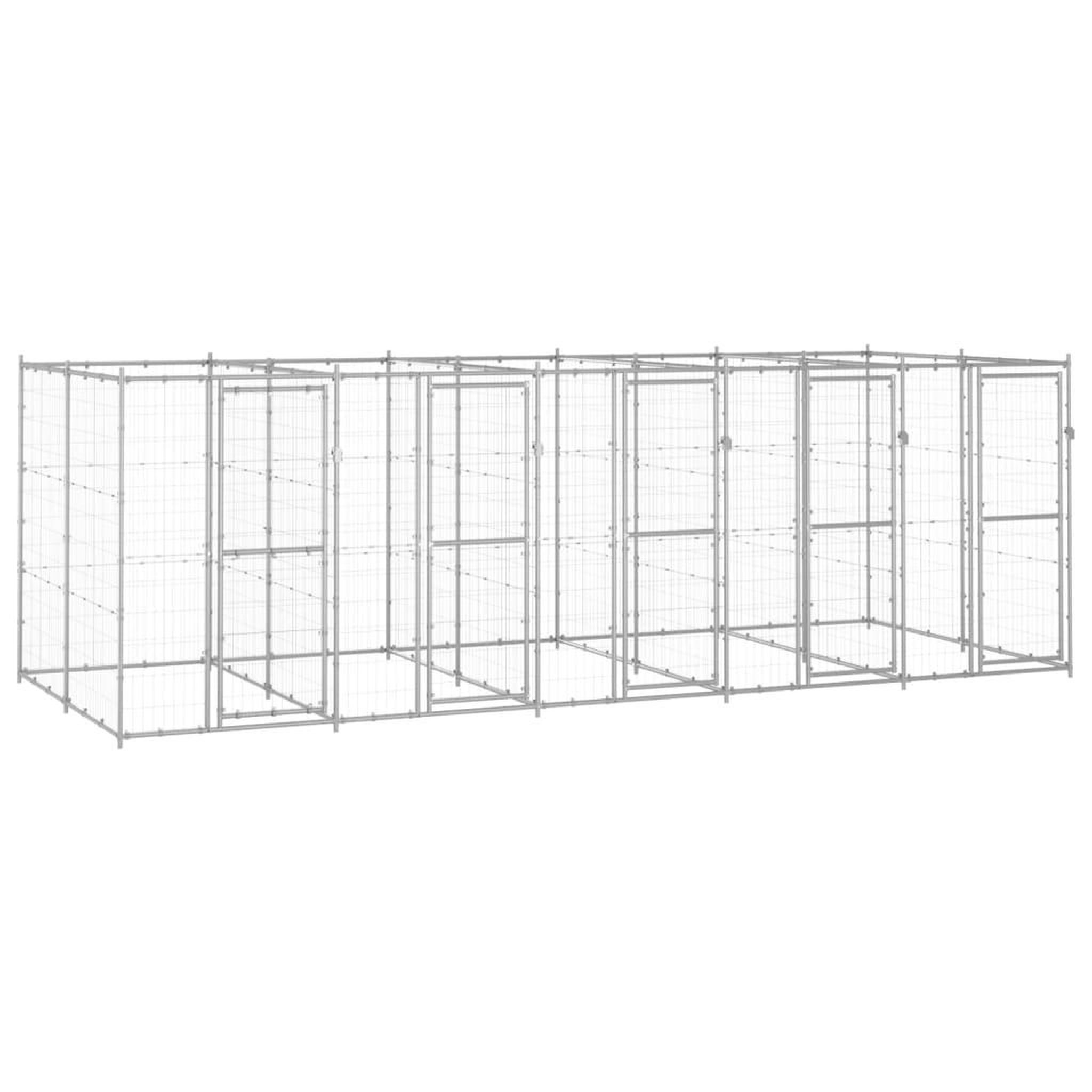 VIDAXL Chenil exterieur Acier galvanise 12,1 m²