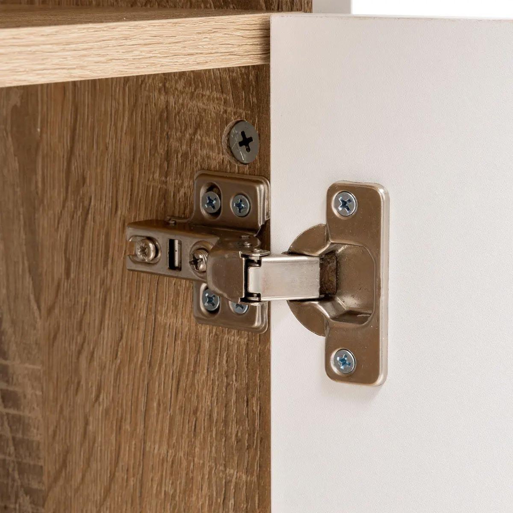Voir la diapositive 3 : FIVE Ilot de cuisine avec rangement  réversible  110cm naturel & blanc