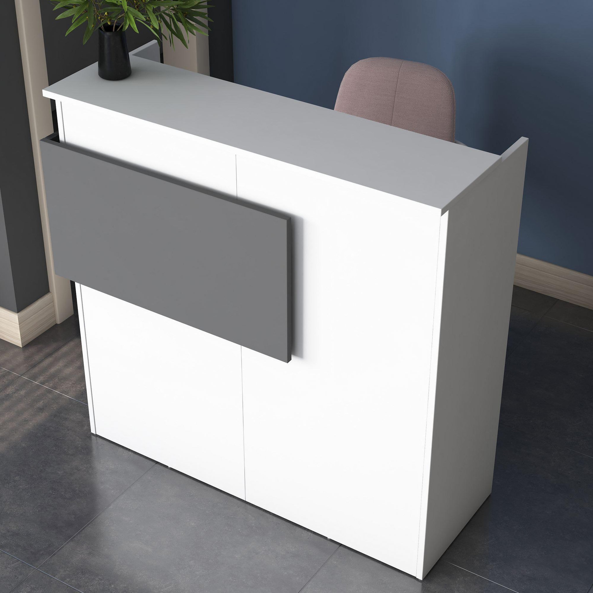 Voir la diapositive 4 : Habitat et Jardin Table de réception en bois  Mona  - 110 x 40 x 110 cm - Blanc