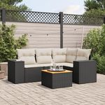 VIDAXL Salon de jardin 5 pcs avec coussins noir resine tressee