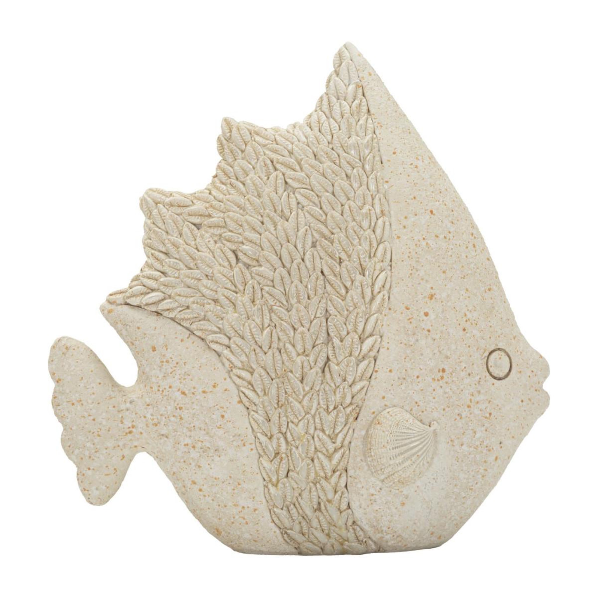 Paris Prix Statuette poisson en résine  sand  16cm beige