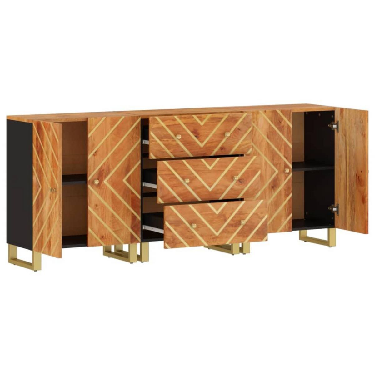 VIDAXL Armoires laterales 3 pcs marron et noir 60x33,5x75 cm