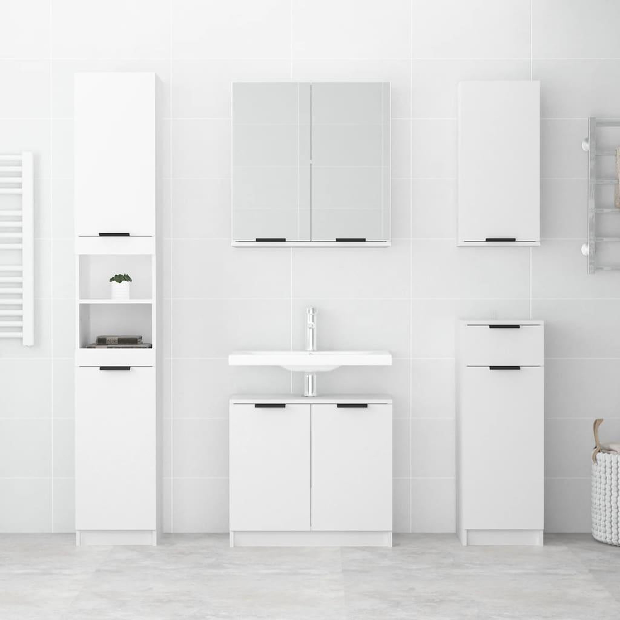 Voir la diapositive 3 : VIDAXL Armoire de salle de bain blanc 32x34x188,5 cm bois d'ingenierie