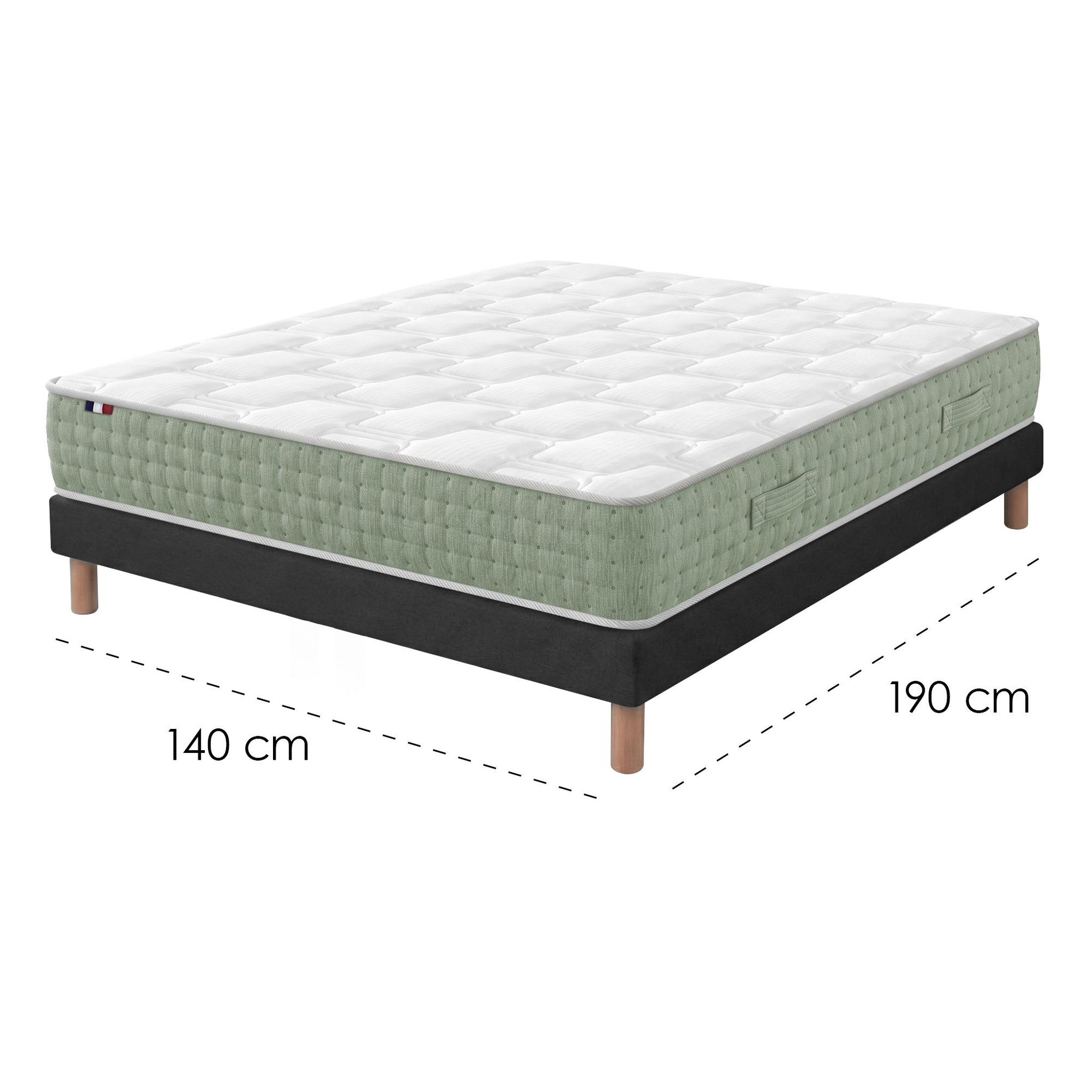 Voir la diapositive 5 : IDLITERIE Ensemble matelas à ressorts HYGGE et sommier déco pour un confort optimal
