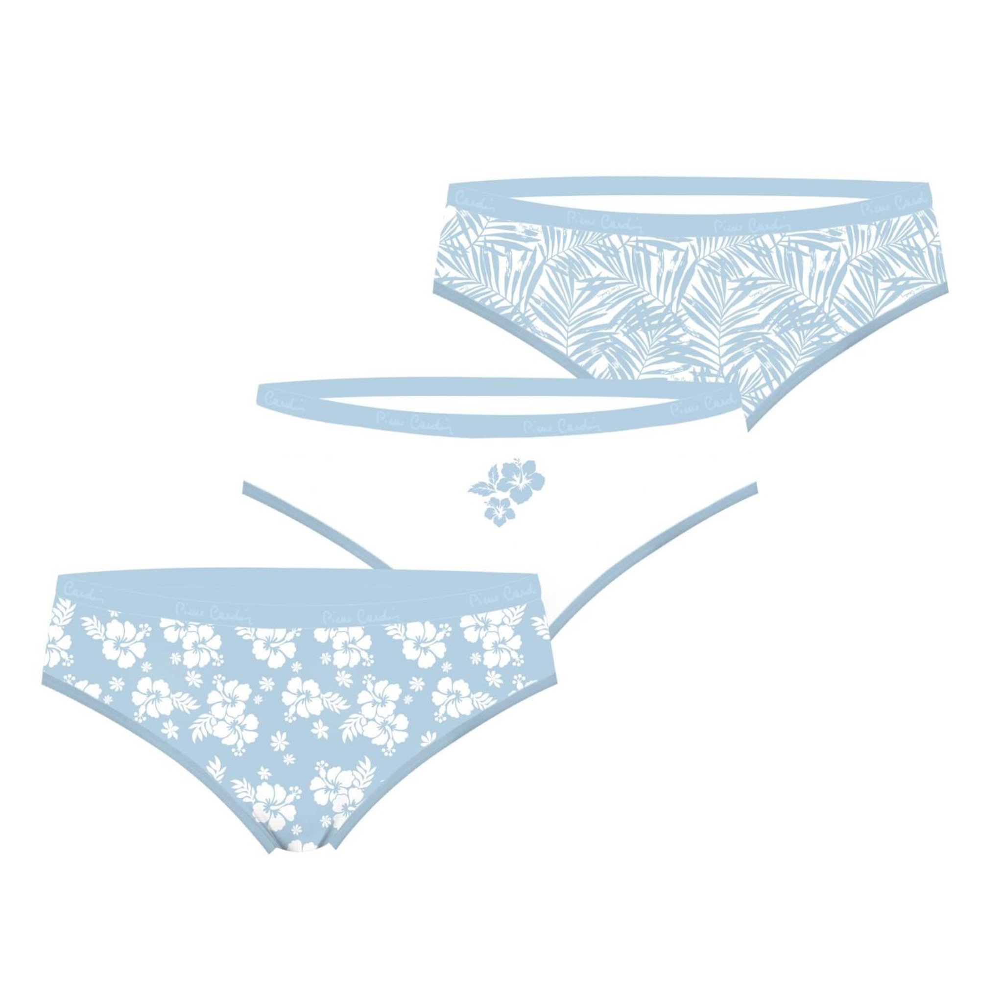 Voir la diapositive 1 : PIERRE CARDIN Lot de 3 slips femme  en coton uni et imprimé ceinture fine 2cm pck1