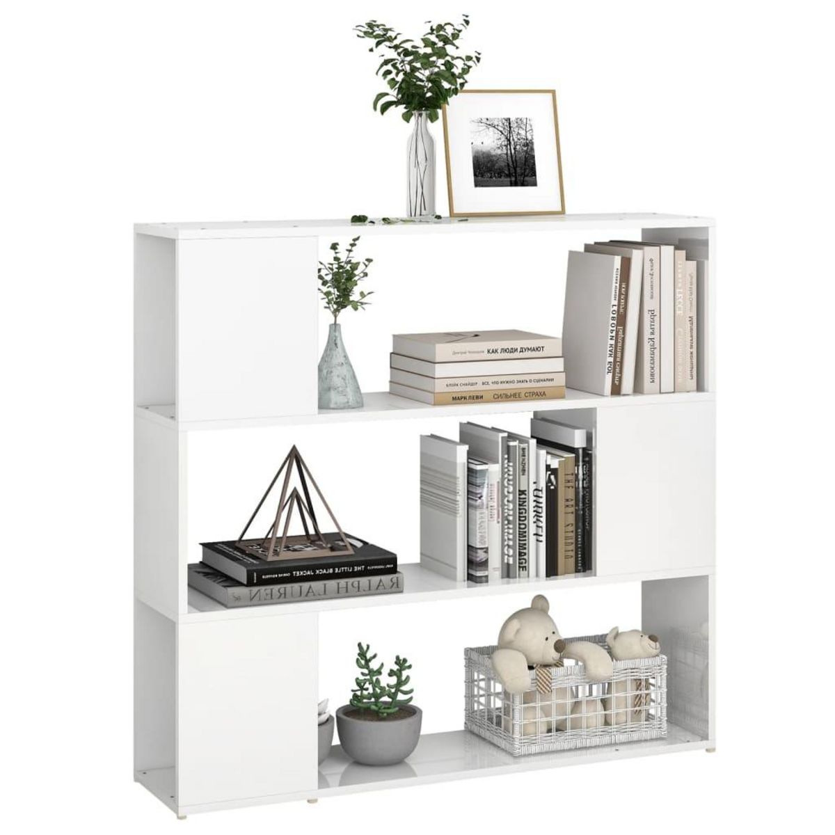 VIDAXL Bibliotheque/Separateur de piece Blanc brillant 100x24x94 cm
