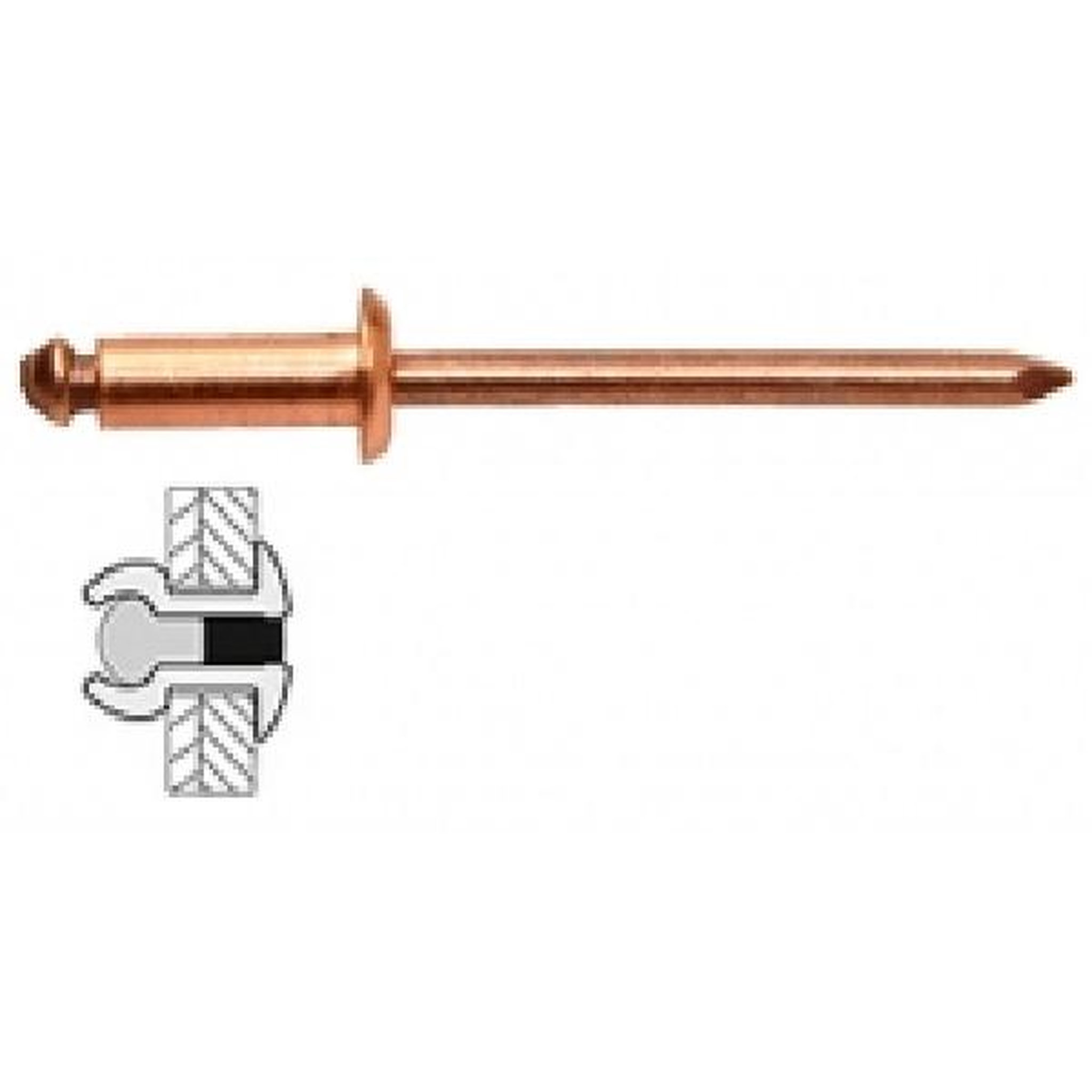 TECHMAN 100 rivets cuivre / acier à tête plate Ø 3 x 10 mm