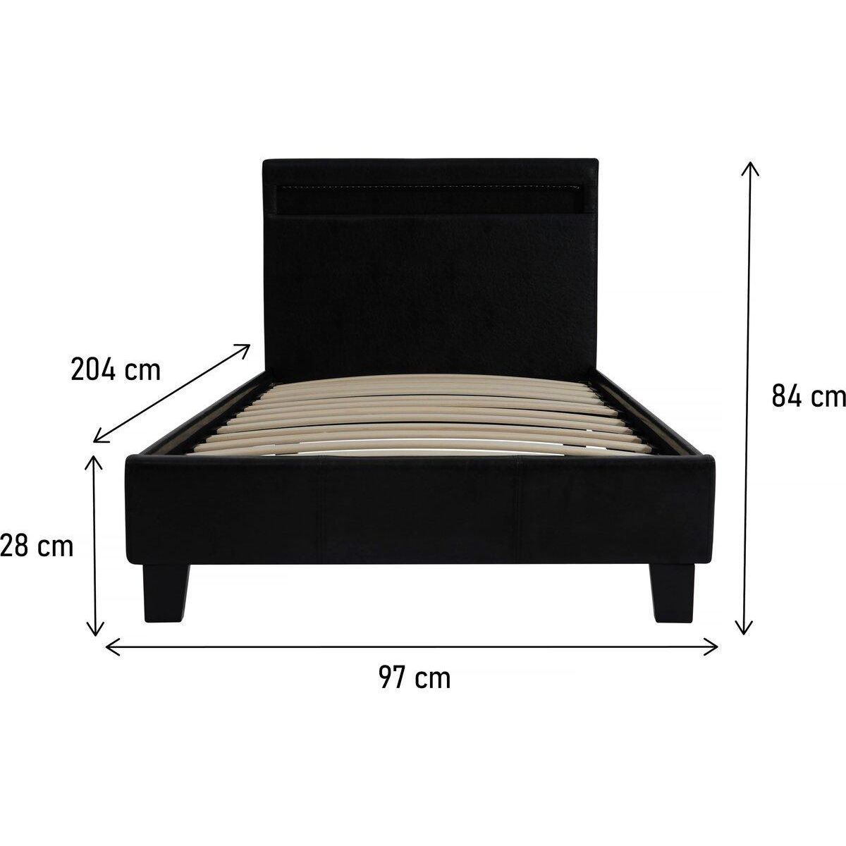 Habitat et Jardin Lit avec LED  Maria  90 x 190 cm - Noir