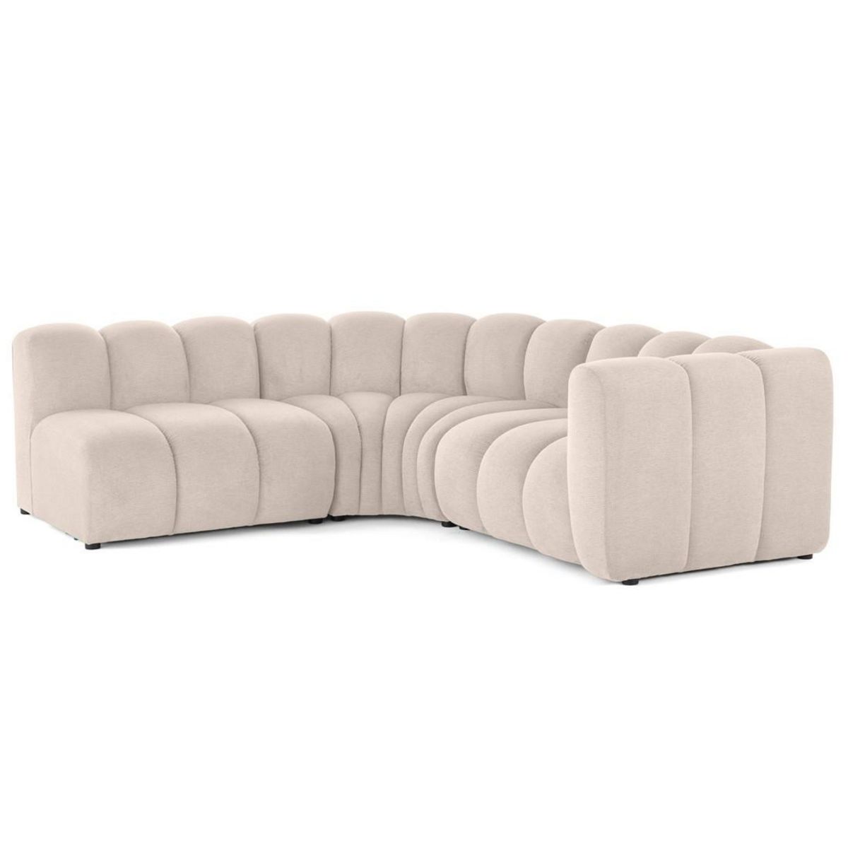 LISA DESIGN Debbie - canapé modulable d'angle gauche 4 places avec accoudoir en tissu texturé