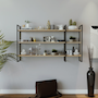 Voir la diapositive 1 : CONCEPT USINE Étagère murale design en métal - 3 rangements - bois et noir VITRO