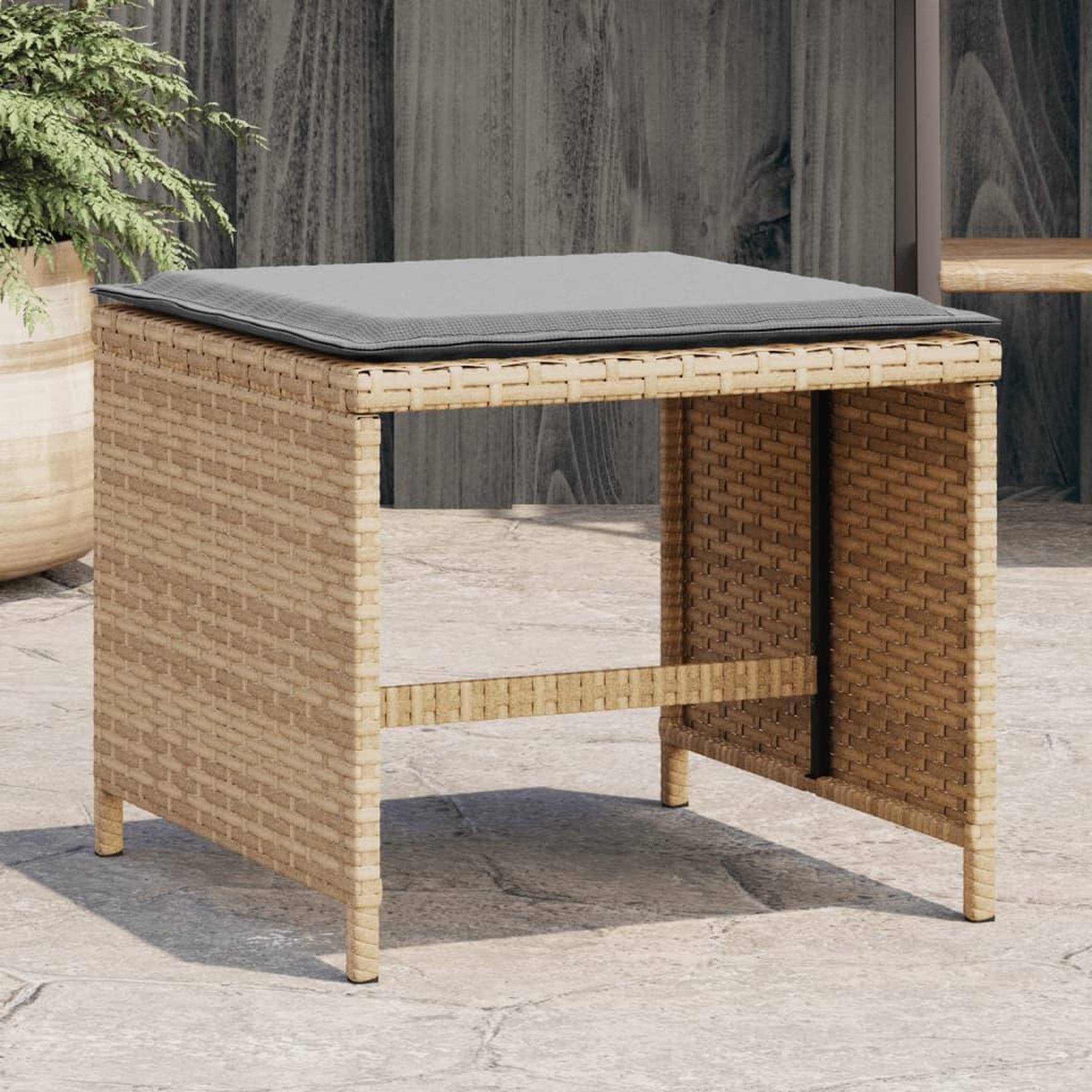 VIDAXL Tabourets de jardin et coussins lot de 4 melange beige rotin