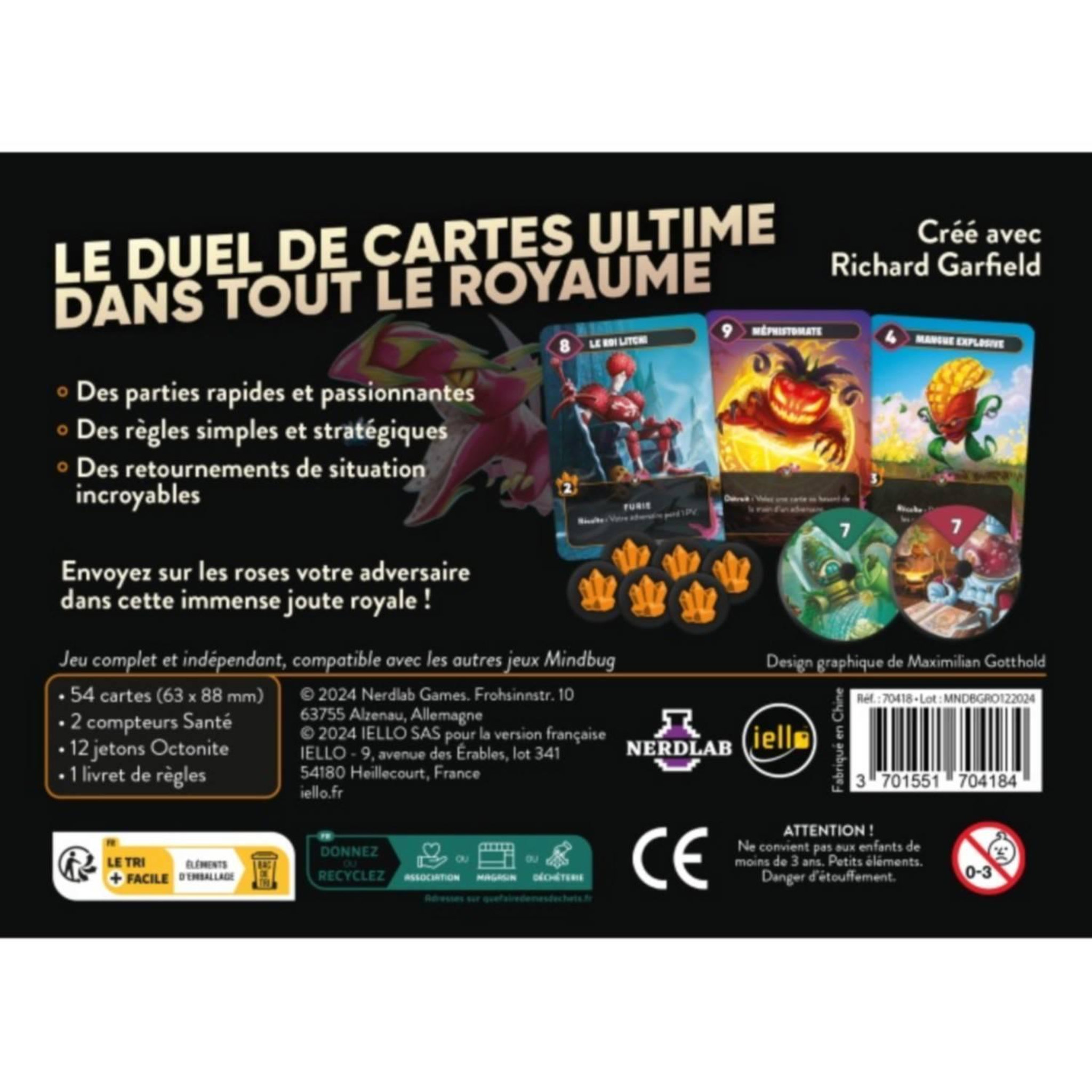 Voir la diapositive 3 : Iello Jeu de stratégie Iello Mindbug Bataille de Fruits Royale