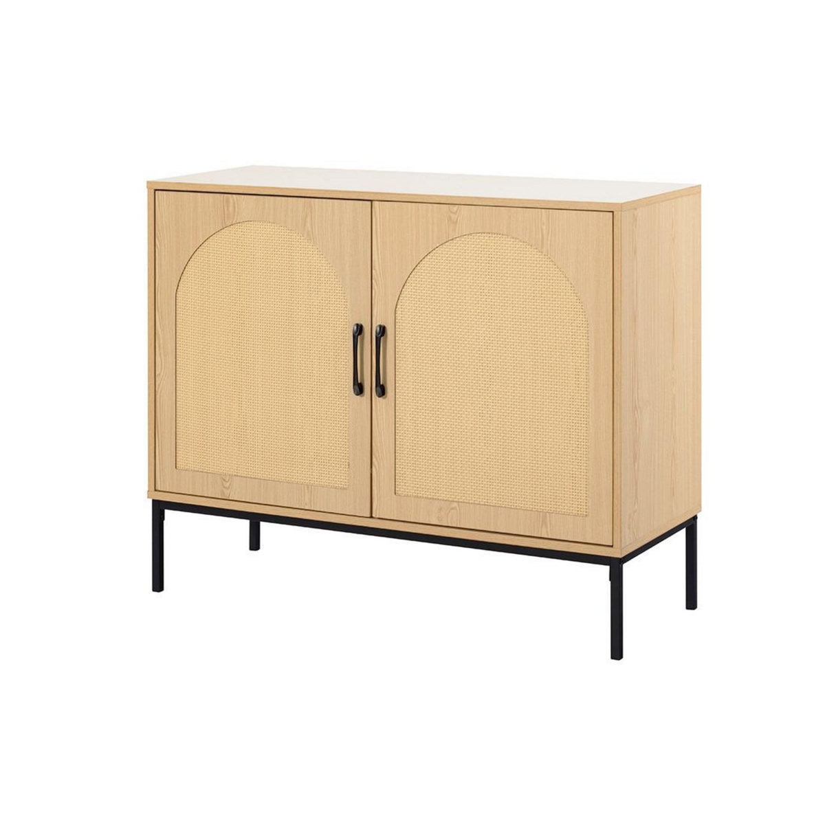 BEST MOBILIER Nagato - buffet bas - cannage et effet bois - 2 portes - 100 cm