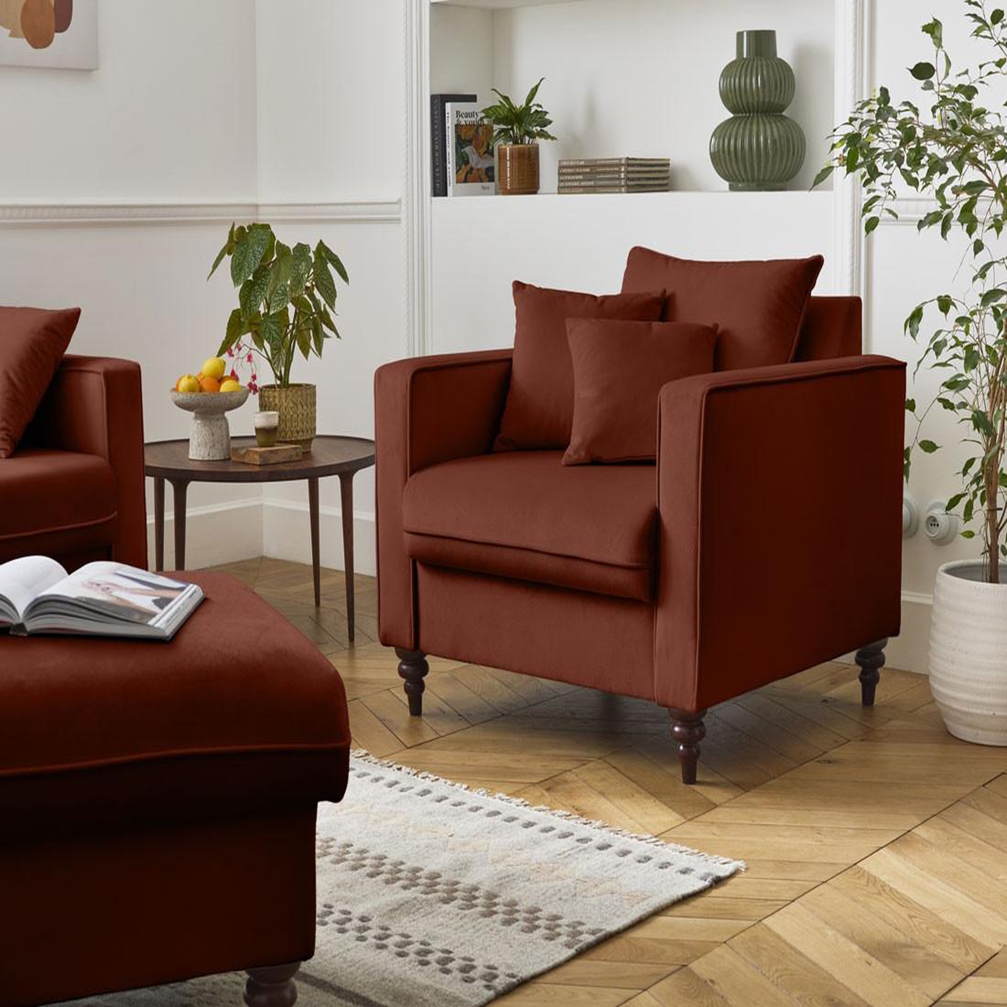 Voir la diapositive 1 : BEST MOBILIER Flamingo - fauteuil en velours