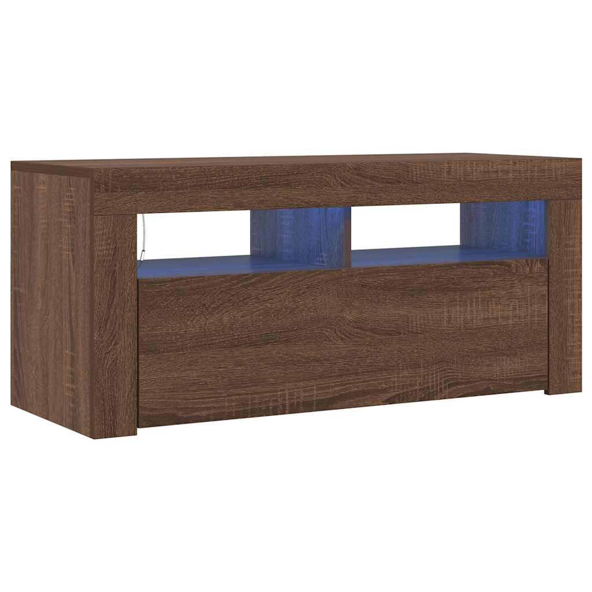 Voir la diapositive 2 : VIDAXL Meuble TV avec lumieres LED Chene marron 90x35x40 cm