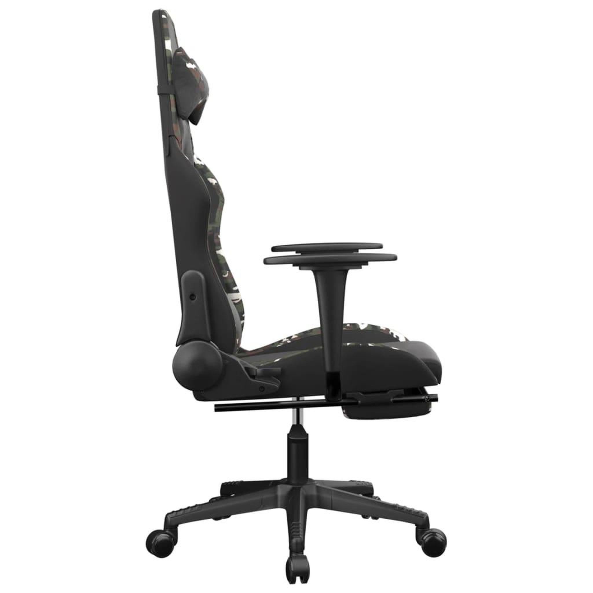 Voir la diapositive 4 : VIDAXL Chaise de jeu avec repose-pied Noir et camouflage Similicuir