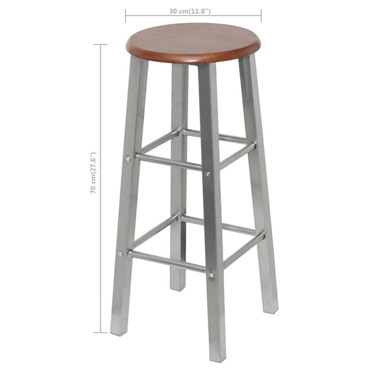 VIDAXL Tabourets de bar lot de 4 argente et marron MDF