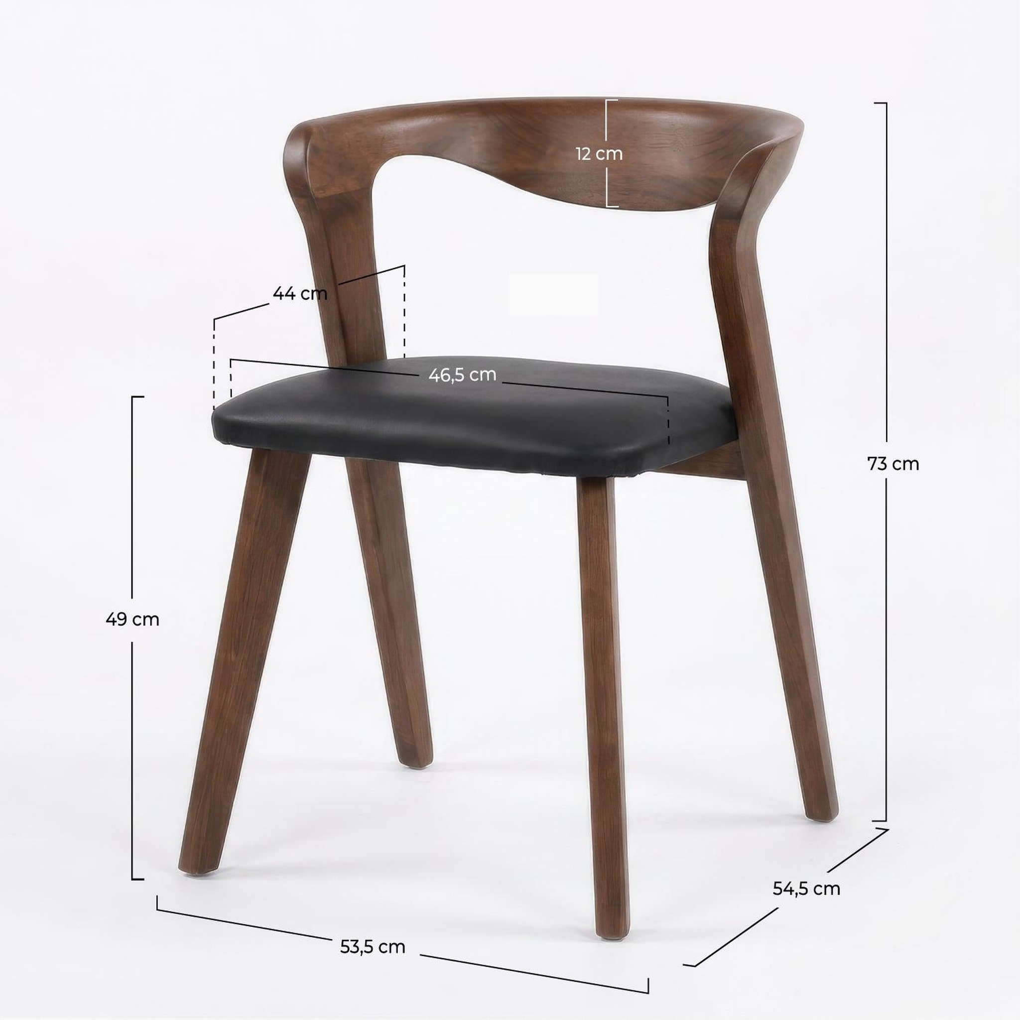Voir la diapositive 4 : MAISON PAVANE Chaise en bois d'hévéa marron et cuir synthétique noir-Vega