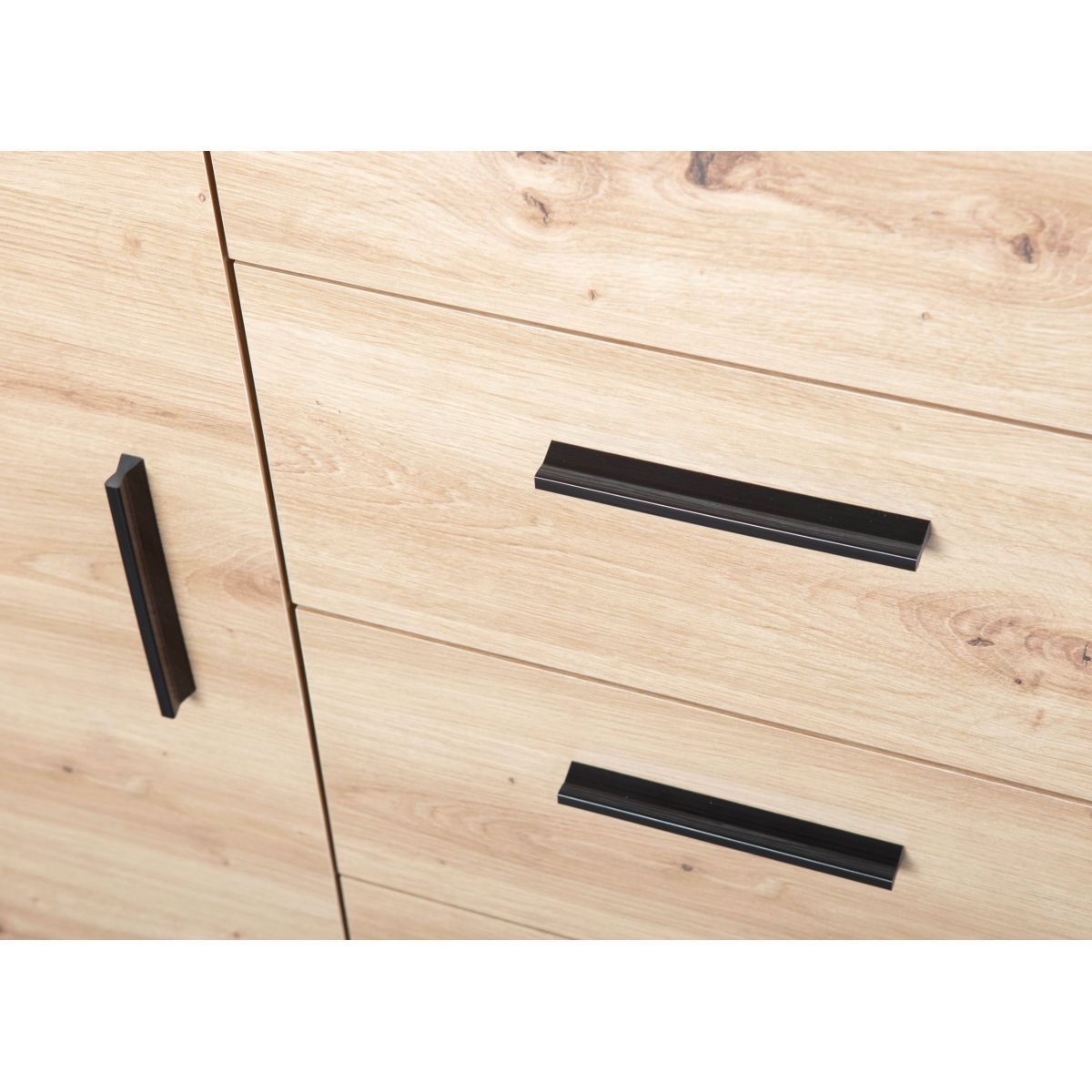 Commode meuble de rangement 1 porte 4 tiroirs L94cm BETO