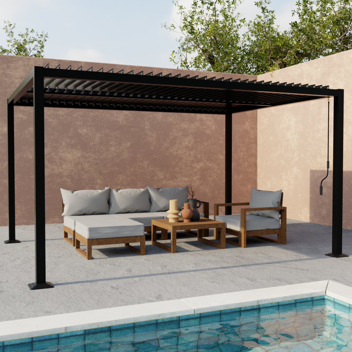 SWEEEK Pergola bioclimatique aluminium et acier lames orientables 4x3m Palace