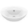 Voir la diapositive 2 : VIDAXL Lavabo ovale de luxe a trop-plein Blanc mat 58,5x39cm Ceramique