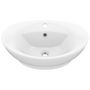 Voir la diapositive 2 : VIDAXL Lavabo ovale de luxe a trop-plein Blanc mat 58,5x39cm Ceramique