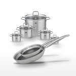 ELO Lot de 5 Faitouts en inox et 2 Poêles Elo Relief Solution