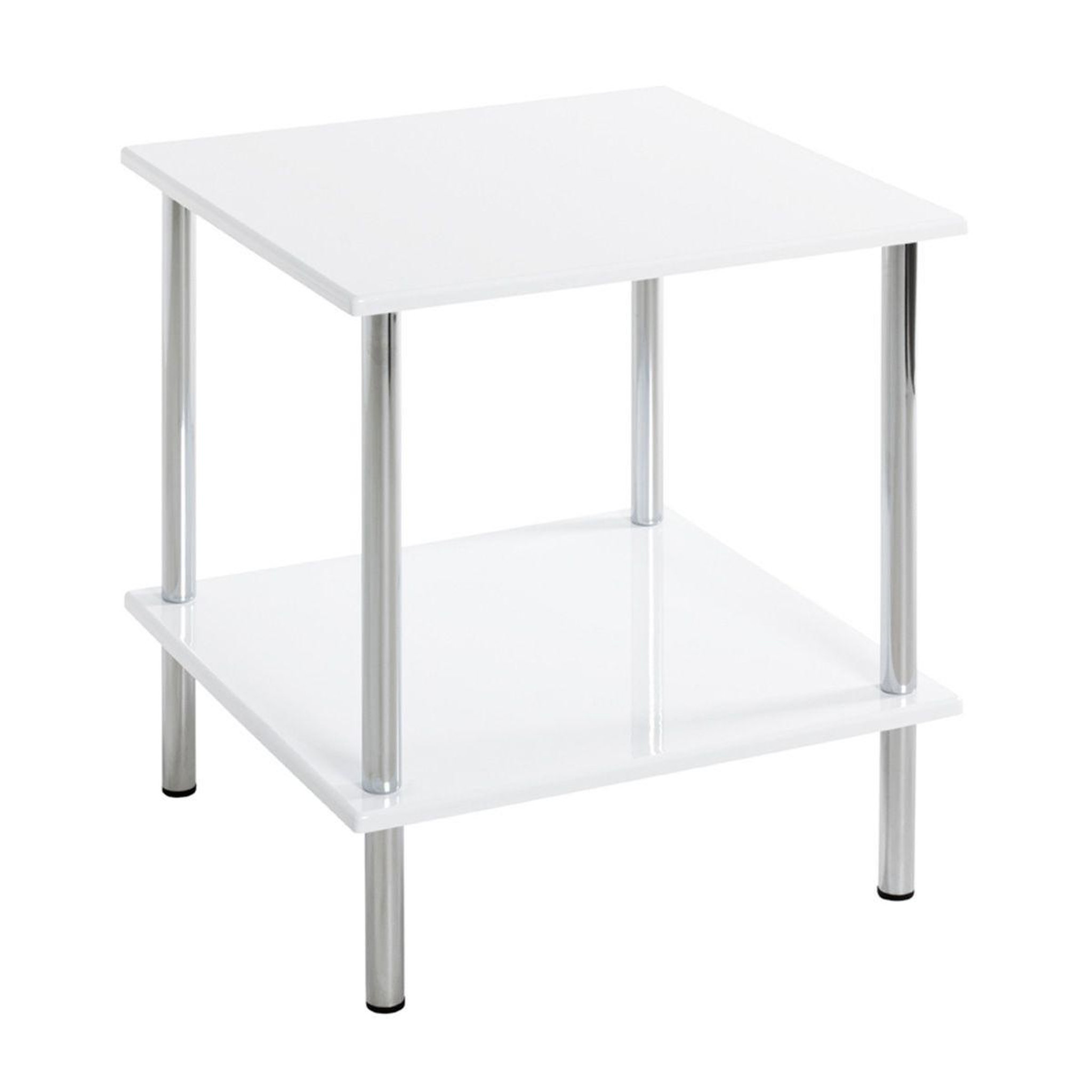 Voir la diapositive 1 : Paris Prix Table d'appoint design  cromo  45cm blanc & argent