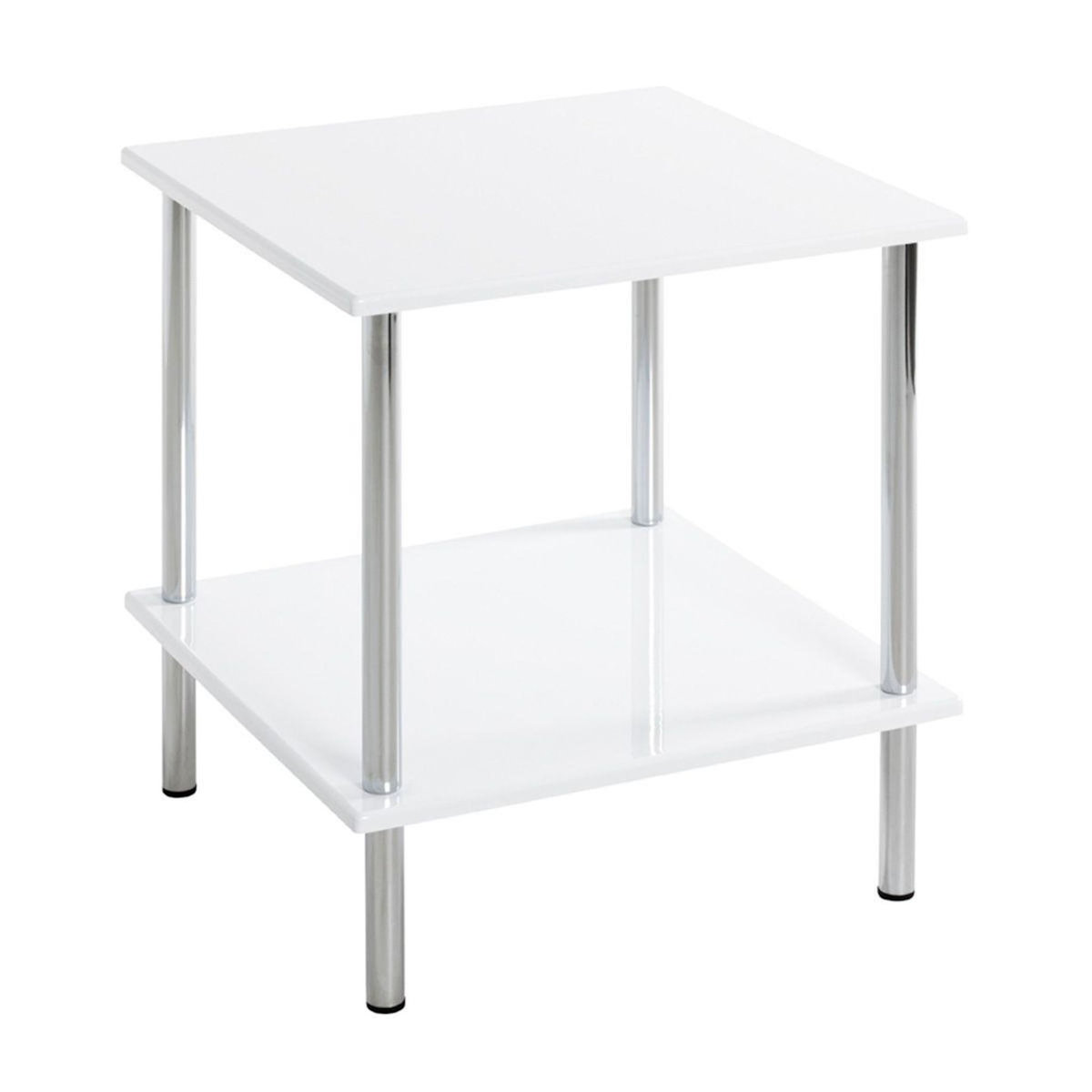 Paris Prix Table d'Appoint Design  Cromo  45cm Blanc & Argent