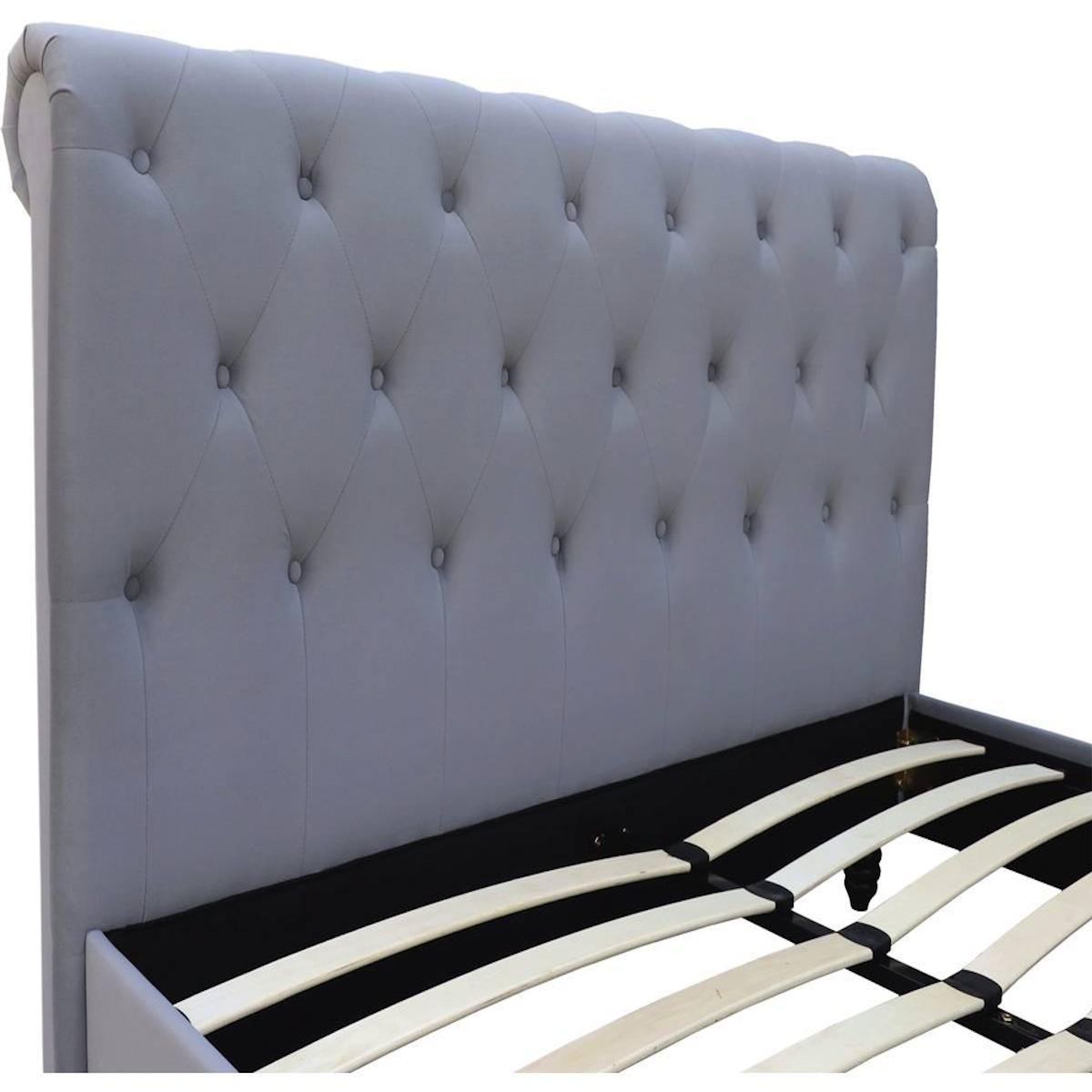 Habitat et Jardin Lit Velours  Godefroy  - 140 x 190 cm - Gris