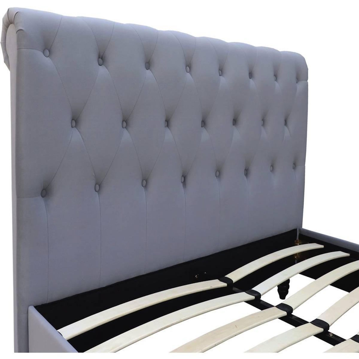 Habitat et Jardin Lit Velours  Godefroy  - 140 x 190 cm - Gris