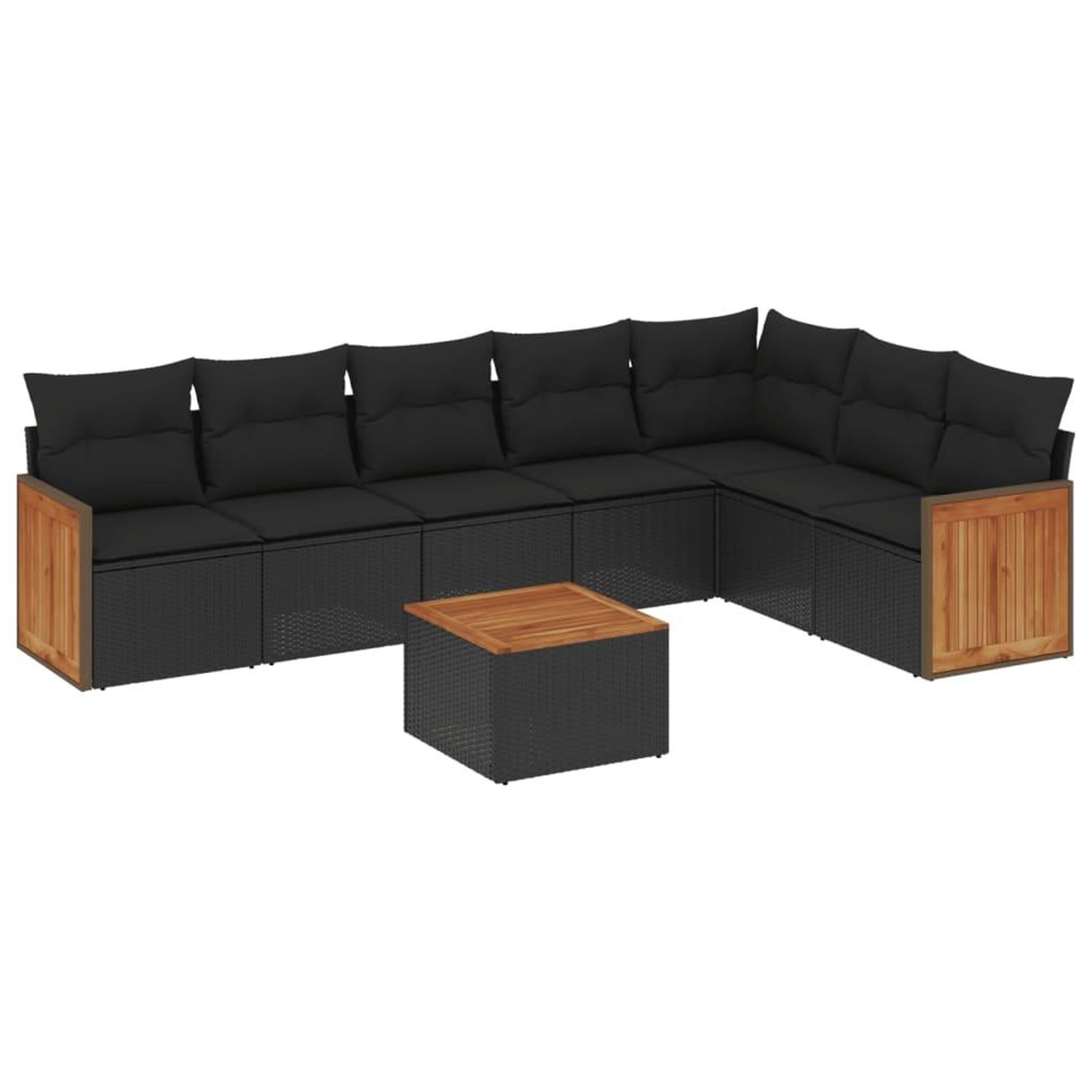 Voir la diapositive 2 : VIDAXL Salon de jardin 8 pcs avec coussins noir resine tressee