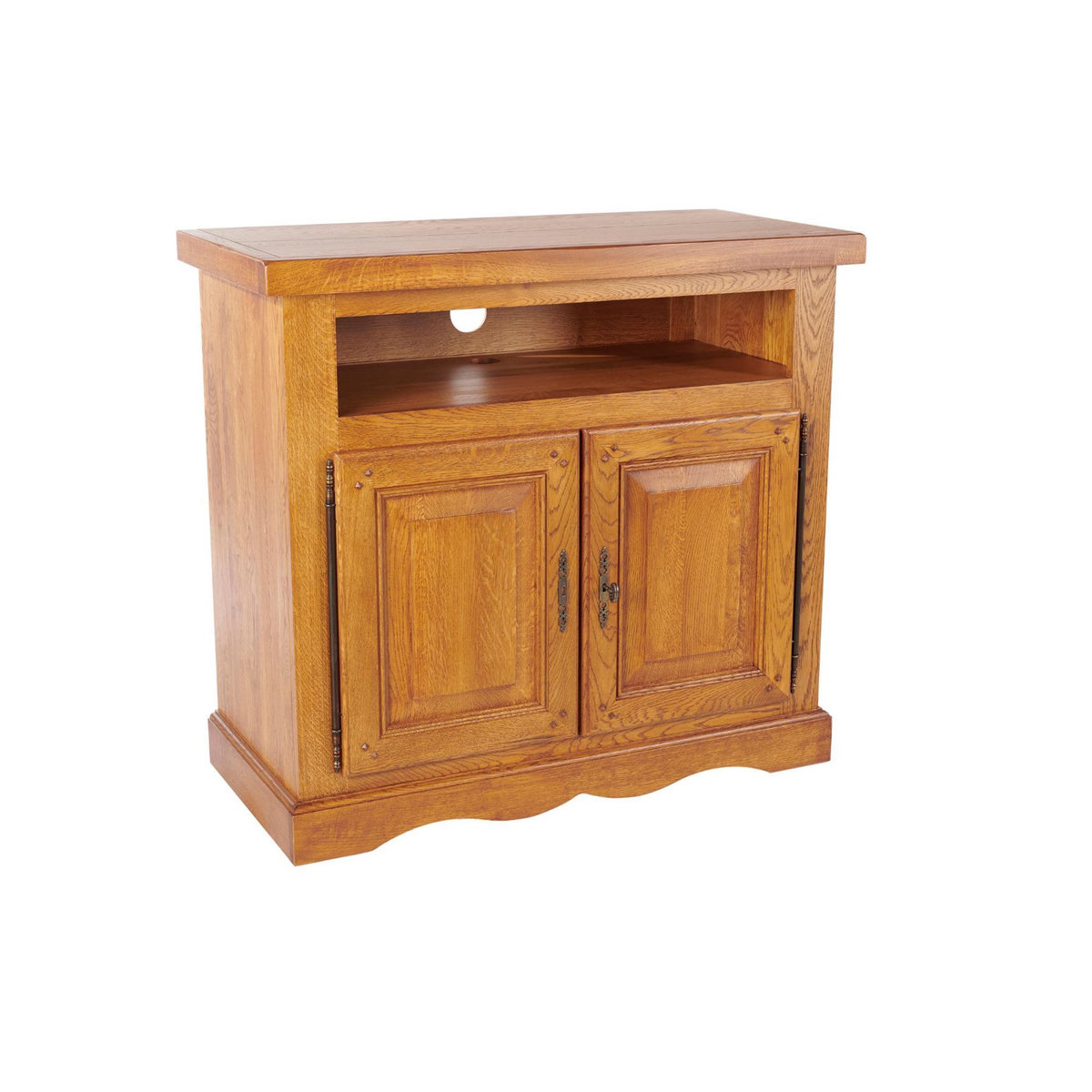 HELLIN Meuble TV en chêne massif 2 portes style traditionnel L107 - LA BRESSE