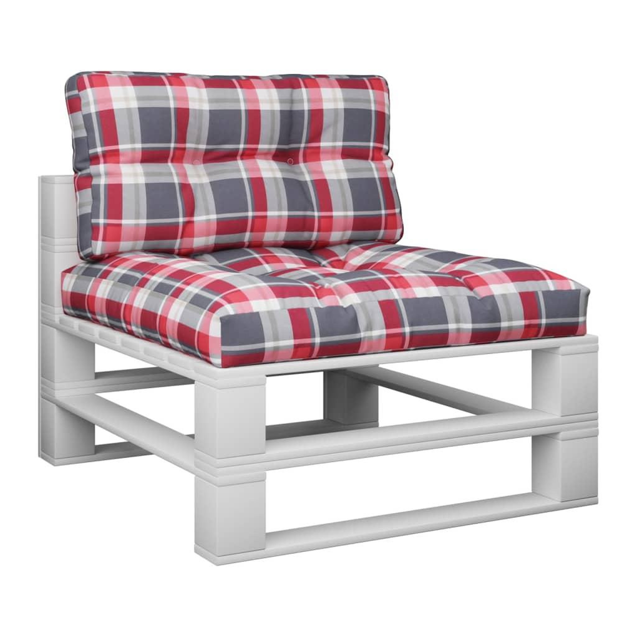 Voir la diapositive 3 : VIDAXL Coussins de palette lot de 2 motif a carreaux rouge tissu