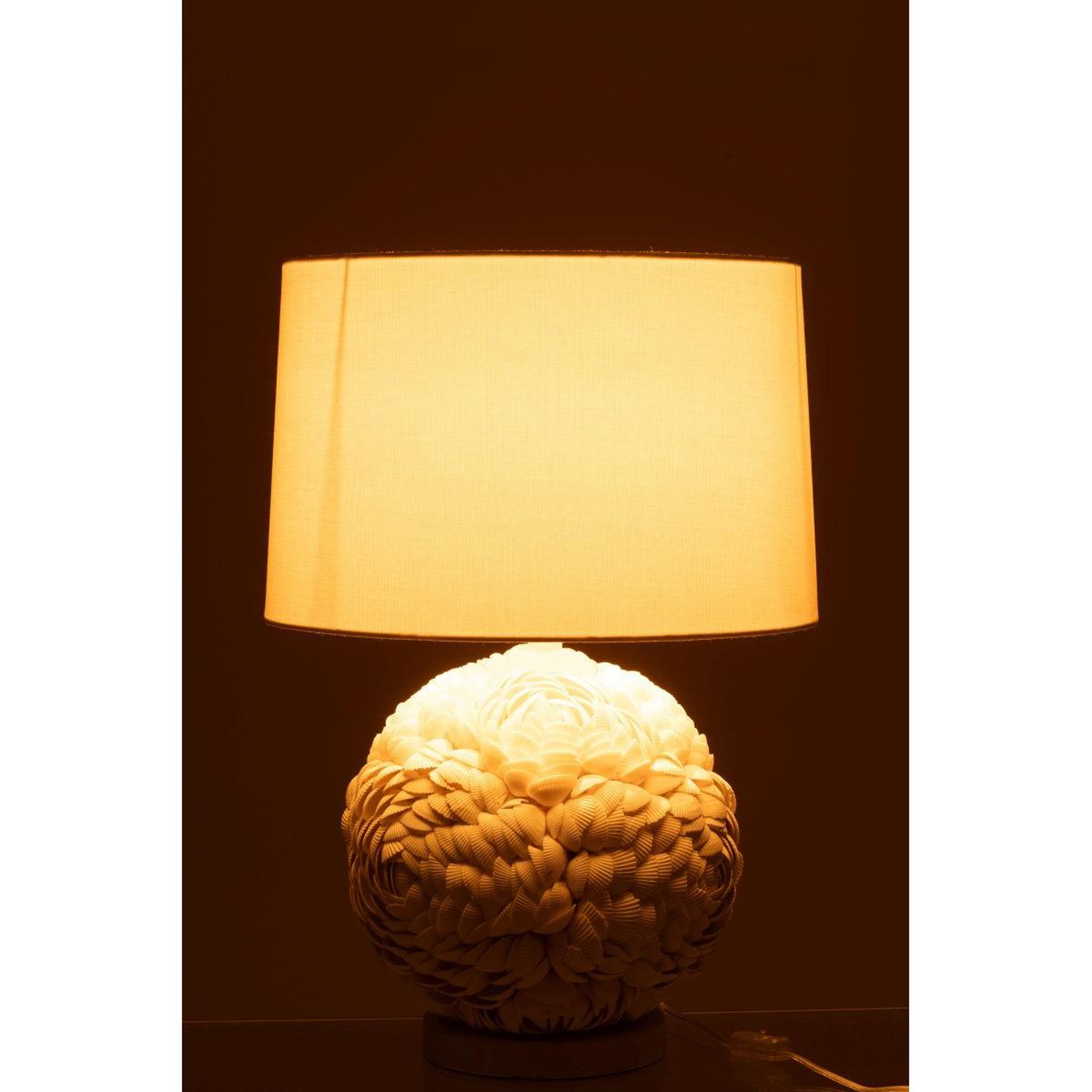 Voir la diapositive 3 : J-LINE Lampe à poser coquillage  beach  59cm blanc