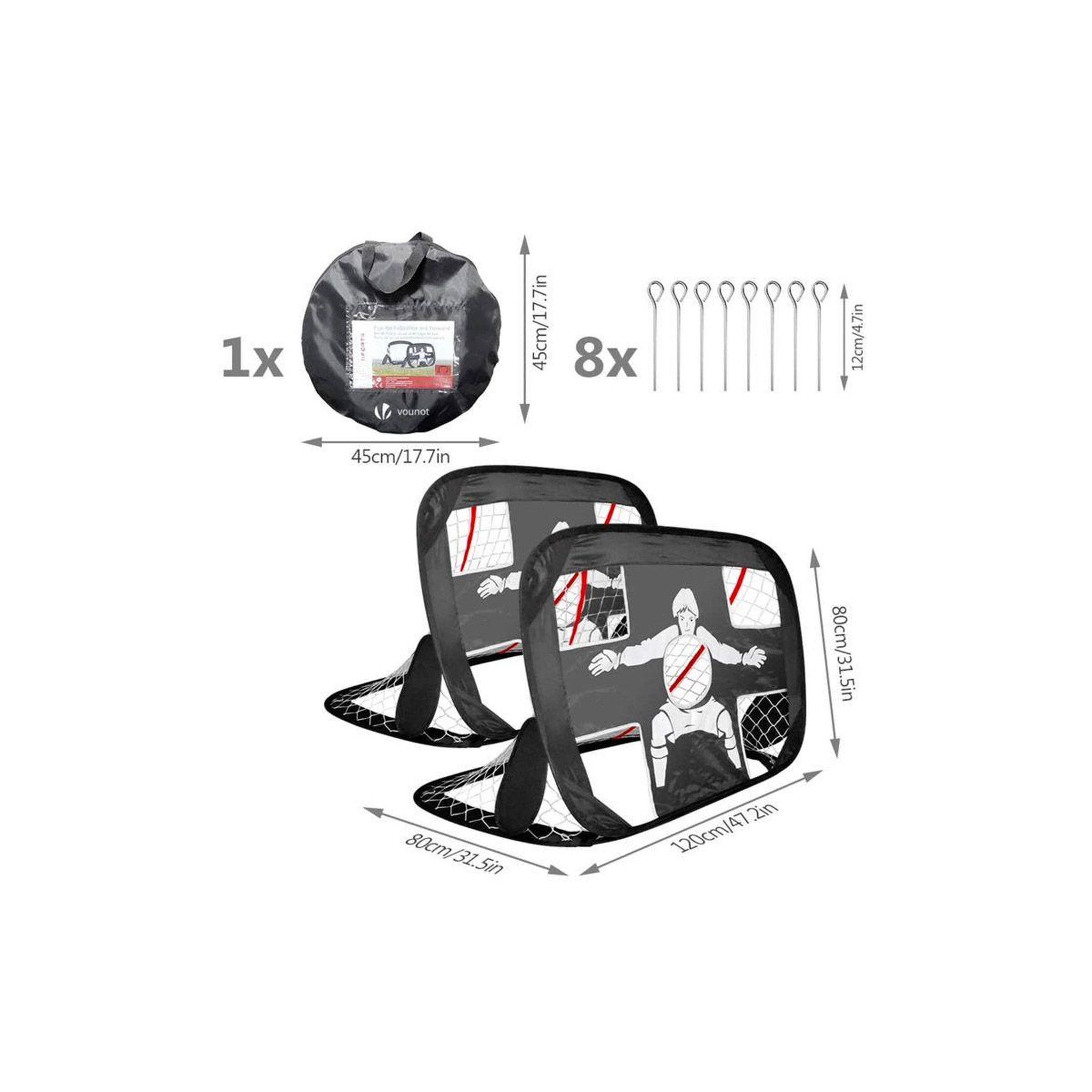 Voir la diapositive 2 : DE FAUGERES Cage de foot pliable  2 en 1  120cm noir