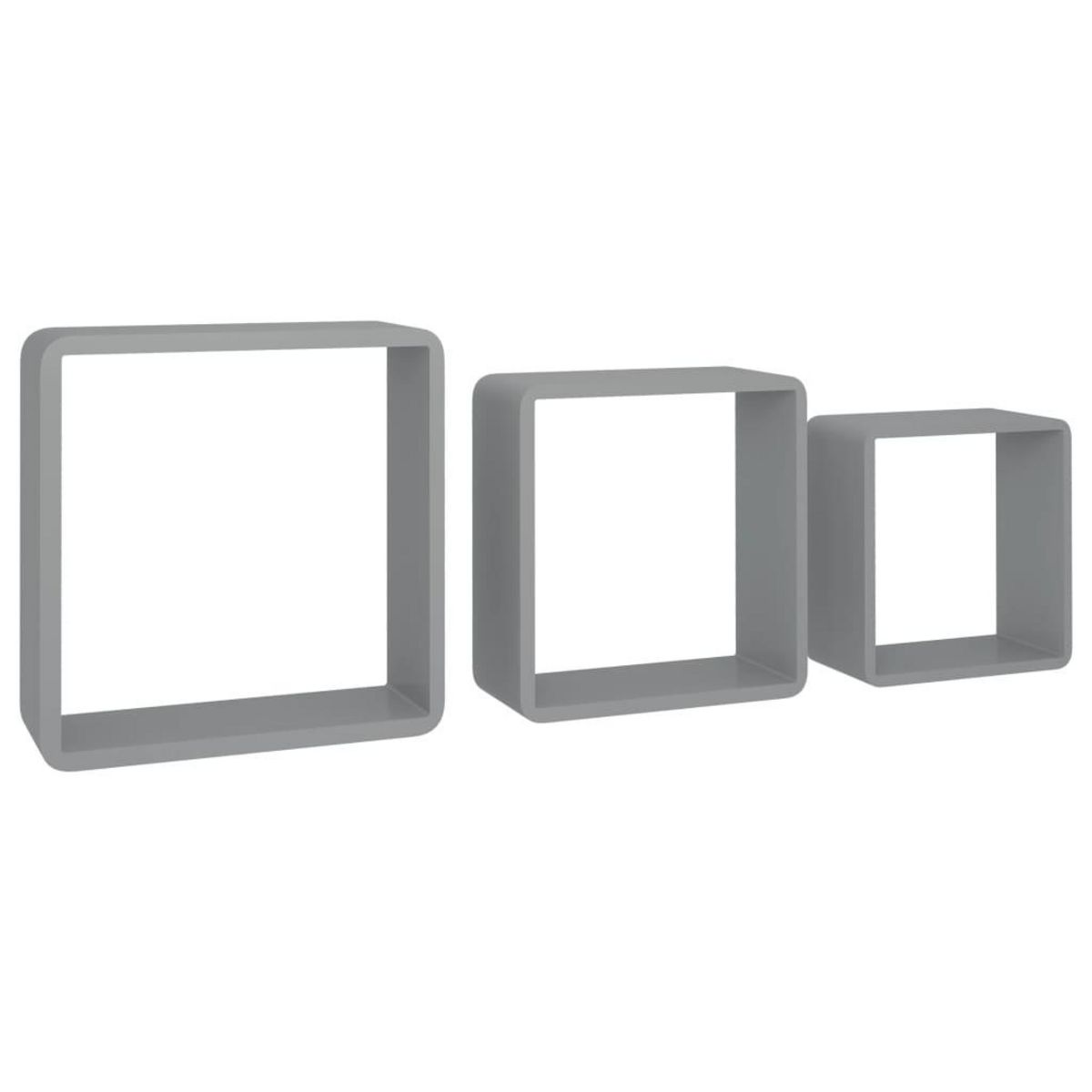 VIDAXL Etageres murales sous forme de cube 3 pcs Gris MDF