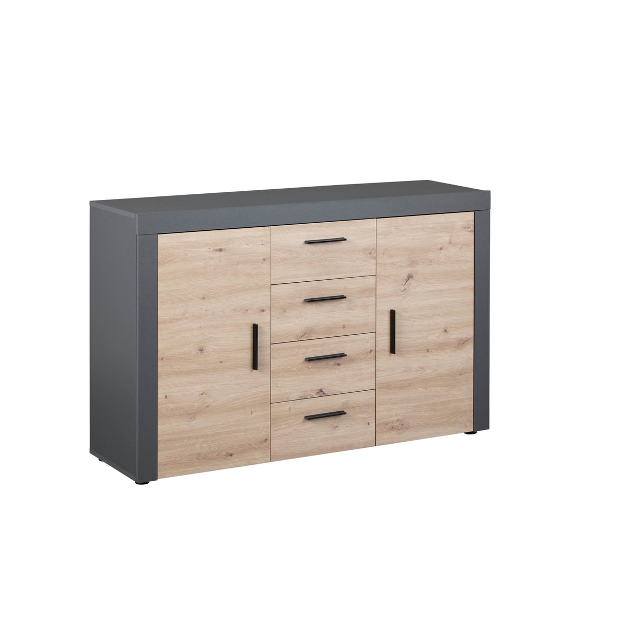 Commode meuble de rangement 2 porte 4 tiroirs L134cm BETO